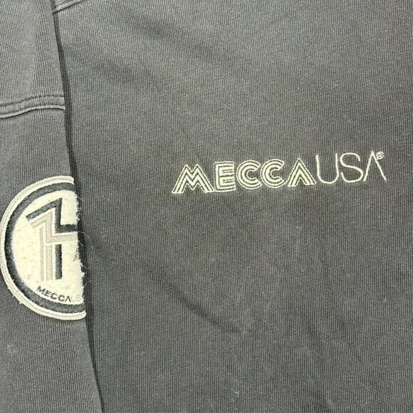 Vintage 00s Y2K MECCA USA Long Sleeve Polo Shirt Faded Black Large - Picture 5 of 9